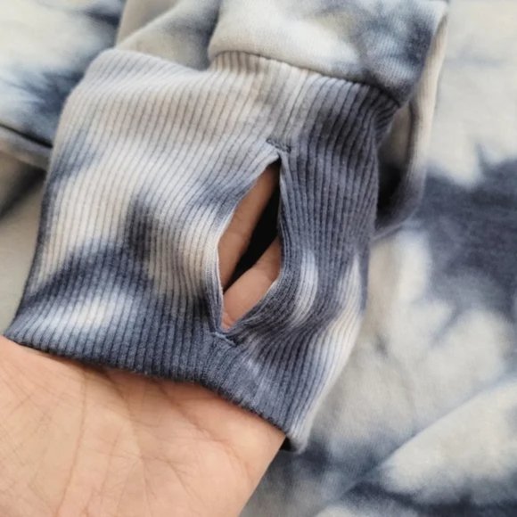 90 DEGREE BY REFLEX Brushed Tie Dye Cropped Hoodie In Inky Chill Tie Dye Size L - Picture 4 of 9